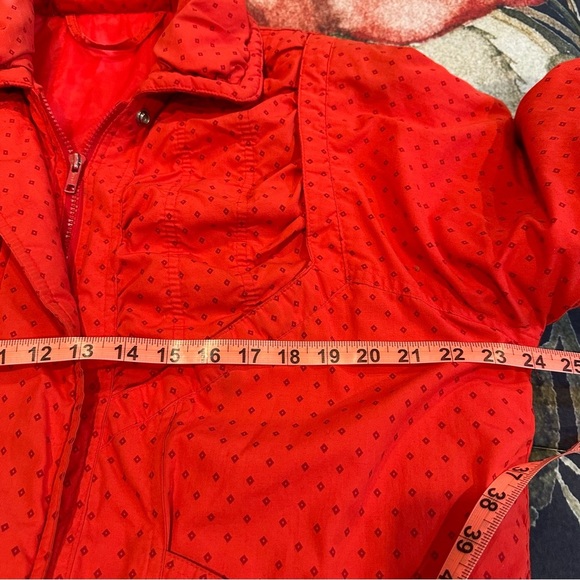 Vintage Fleet Street City Limits red puffer jacket tonal polka dots - Picture 11 of 16